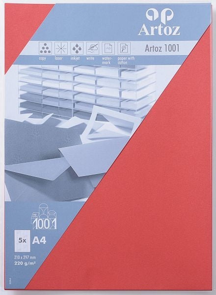 ARTOZ Karten 1001 A4 107696145 220g, rot 5 Blatt Idealshop