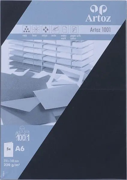 ARTOZ Karten 1001 A6 107322262 220g, schwarz 5 Blatt Idealshop