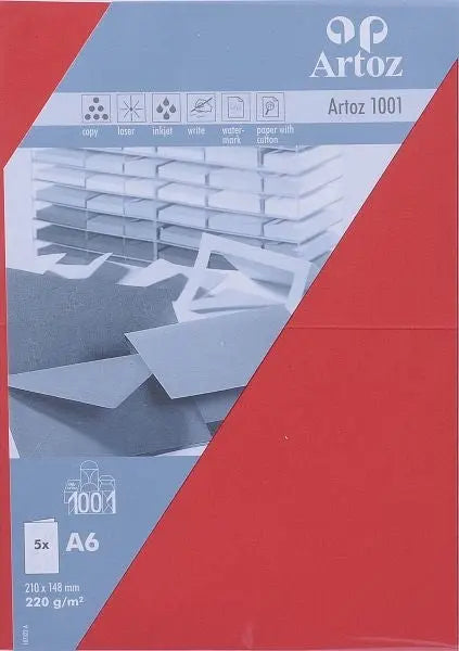 ARTOZ Karten 1001 A6 107322265 220g, rot 5 Blatt Idealshop