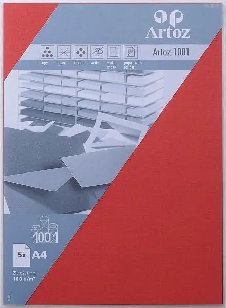 ARTOZ Papier 1001 A4 107796145 100g, rot 5 Blatt Idealshop