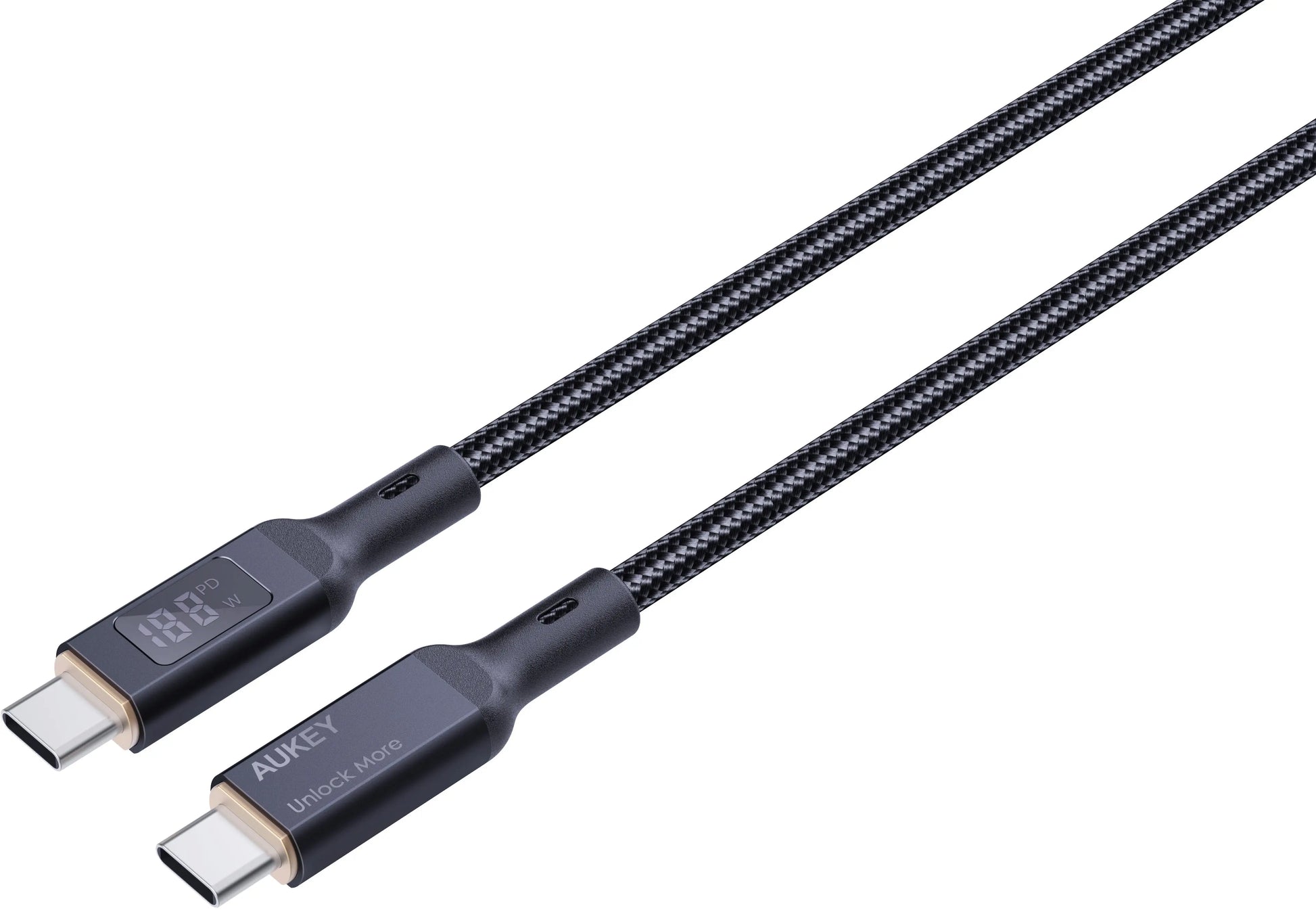 AUKEY Cable USB-C-to-C,LCD Display CB-MCC102 1.8m,Nylon Braided, 100W,Bl. Idealshop