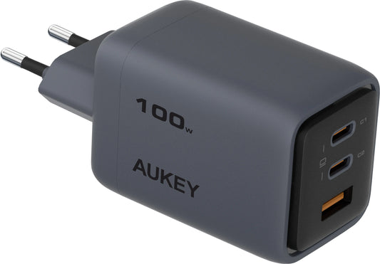 AUKEY Comet Mix 100W GaN PD PA-C5 4-Port, Wall Charger Grey Idealshop