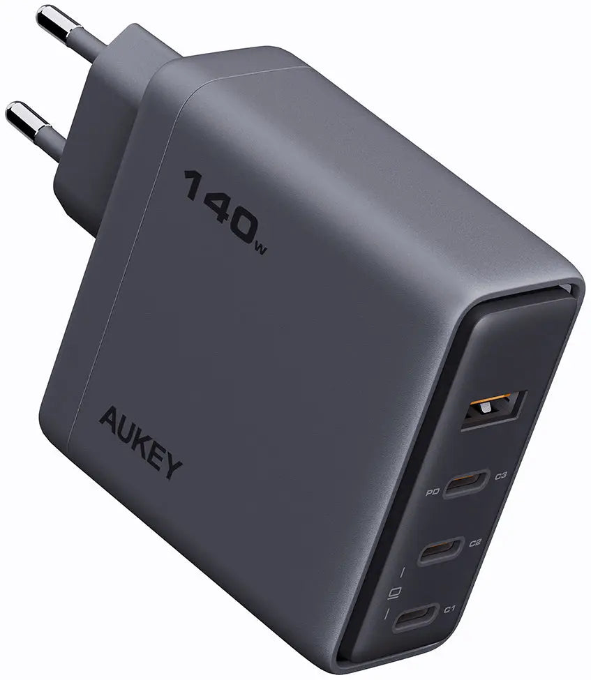 AUKEY Comet Mix 140W GaN PD PA-C6 3-Port, Wall Charger Grey Idealshop