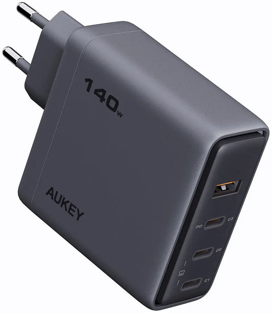 AUKEY Comet Mix 140W GaN PD PA-C6 3-Port, Wall Charger Grey Idealshop