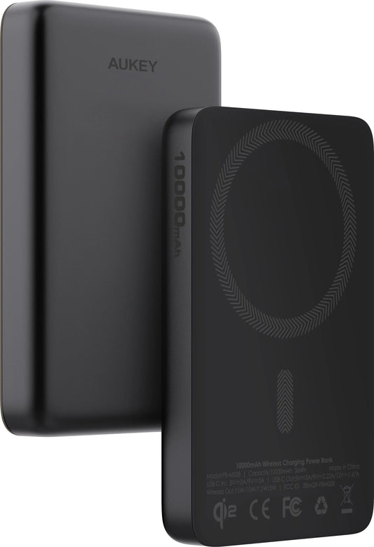 AUKEY MagFusion Slim 10000mAh PB-MS08 BG Powerbank Qi2 Wireless,Black Idealshop
