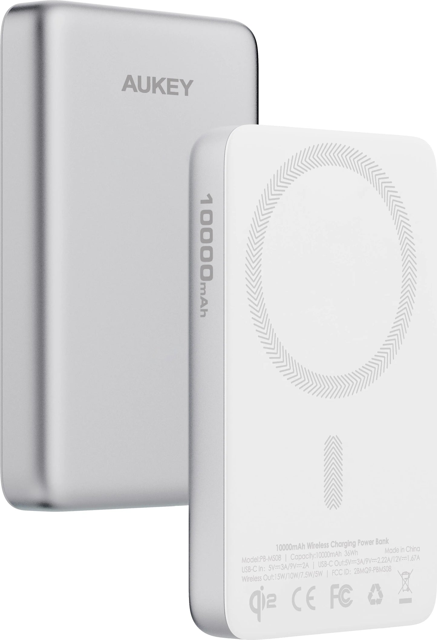 AUKEY MagFusion Slim 10000mAh PB-MS08 SW Powerbank Qi2 Wireless,White Idealshop