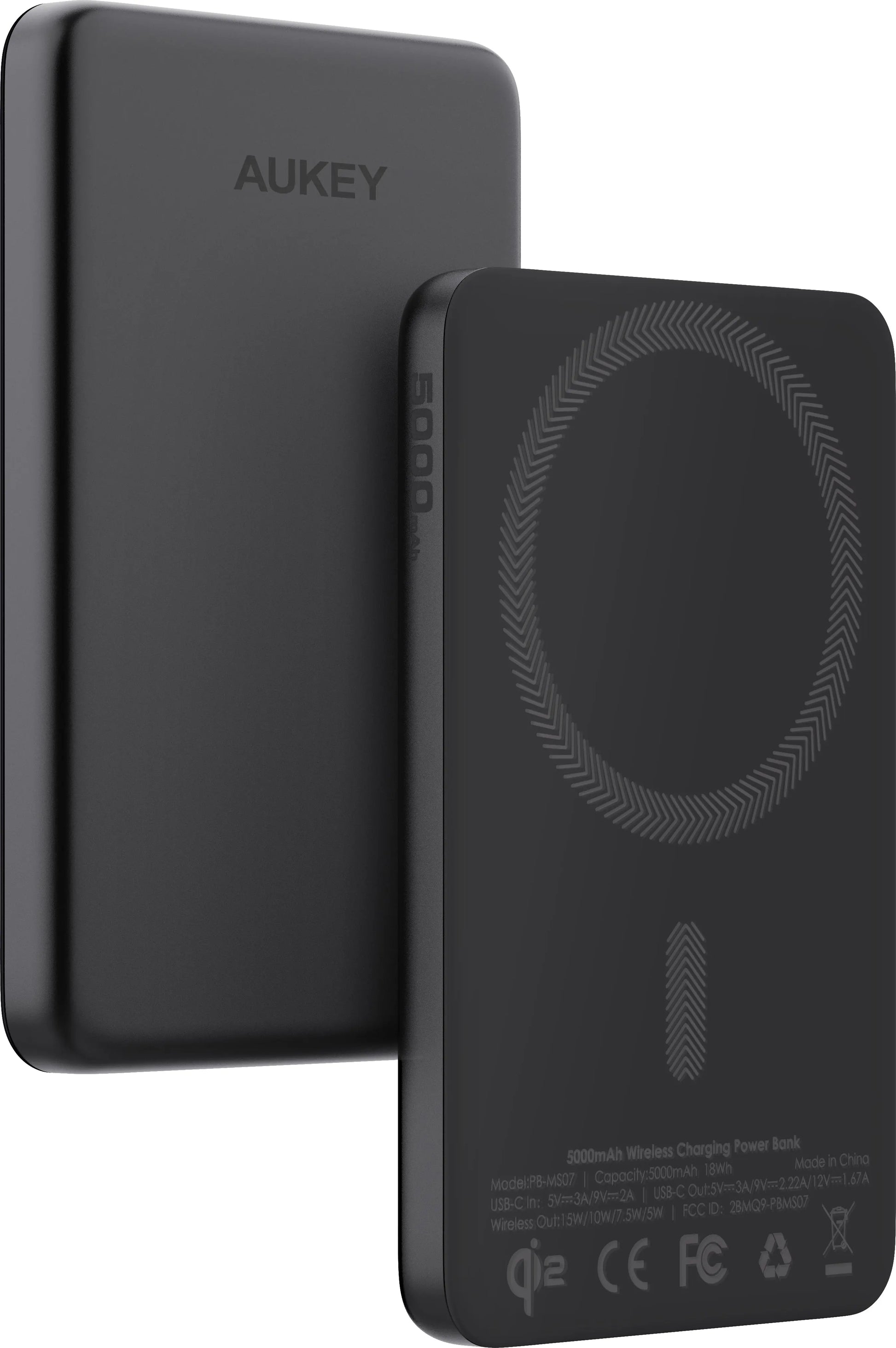 AUKEY MagFusion Slim 5000mAh PB-MS07A BG Powerbank Qi2 Wireless,Black Idealshop