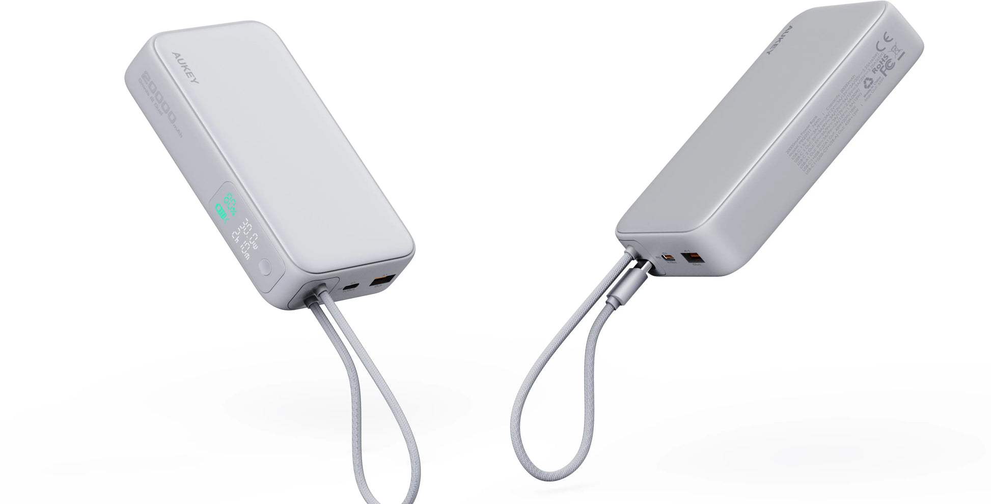 AUKEY Spark Sling 20000mAh PB-Y48 WH 100W PD Bild-in-USB-C, white Idealshop