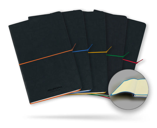 AURORA Notizbuch Softcover A5 2396TESJ schwarz/ gelb, liniert 192 S. Idealshop