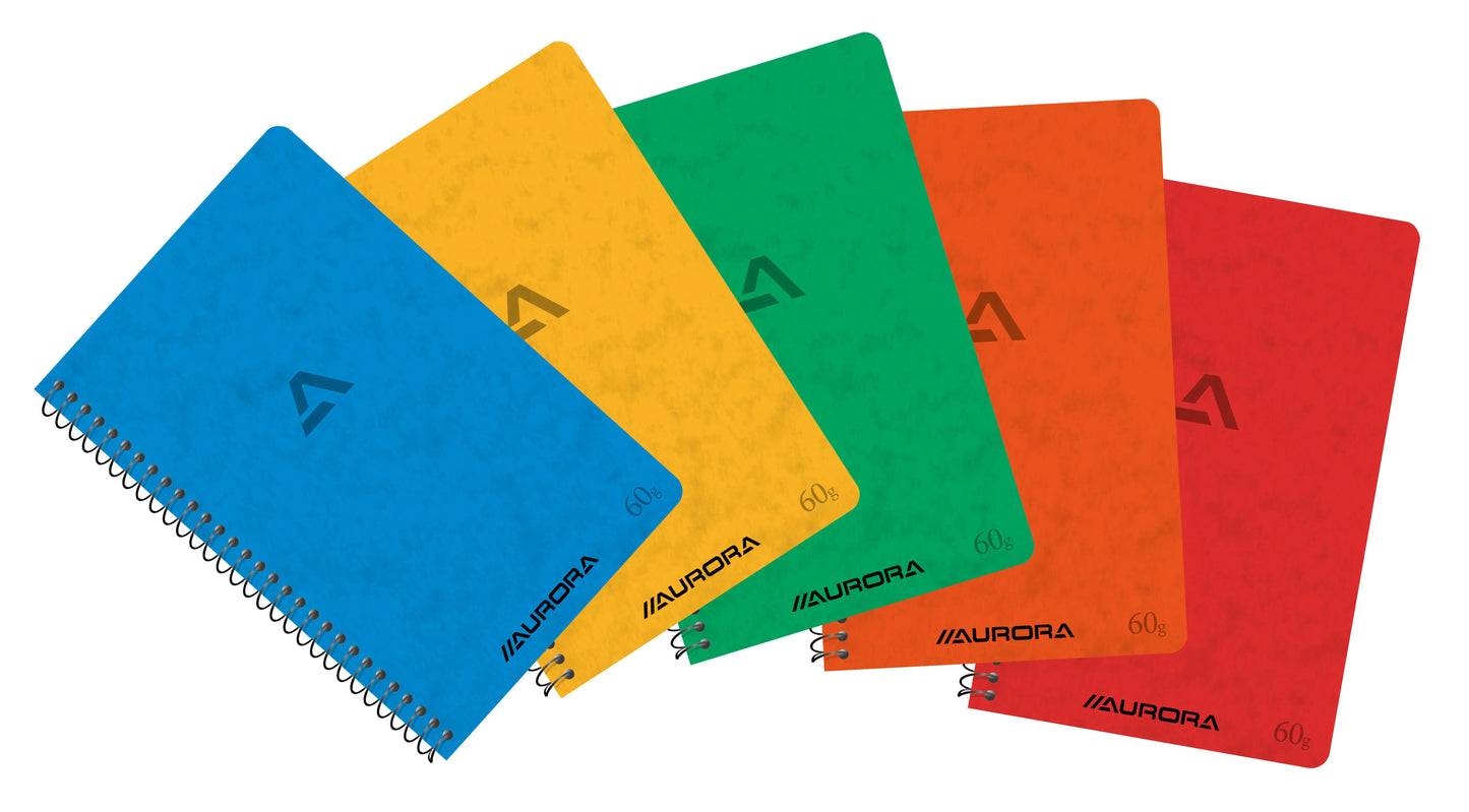 AURORA Spiralheft 10,5x16cm 1660GQ5 assortiert, kariert 5mm 120 S. Idealshop