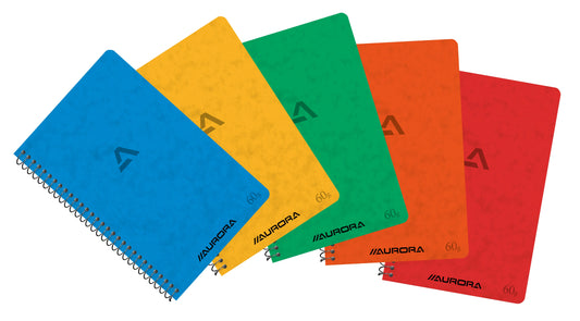AURORA Spiralheft 10,5x16cm 1660GQ5 assortiert, kariert 5mm 120 S. Idealshop