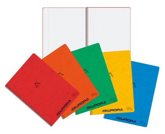AURORA Spiralheft A4 2960KQ5 assortiert, kariert 5mm 120 S. Idealshop