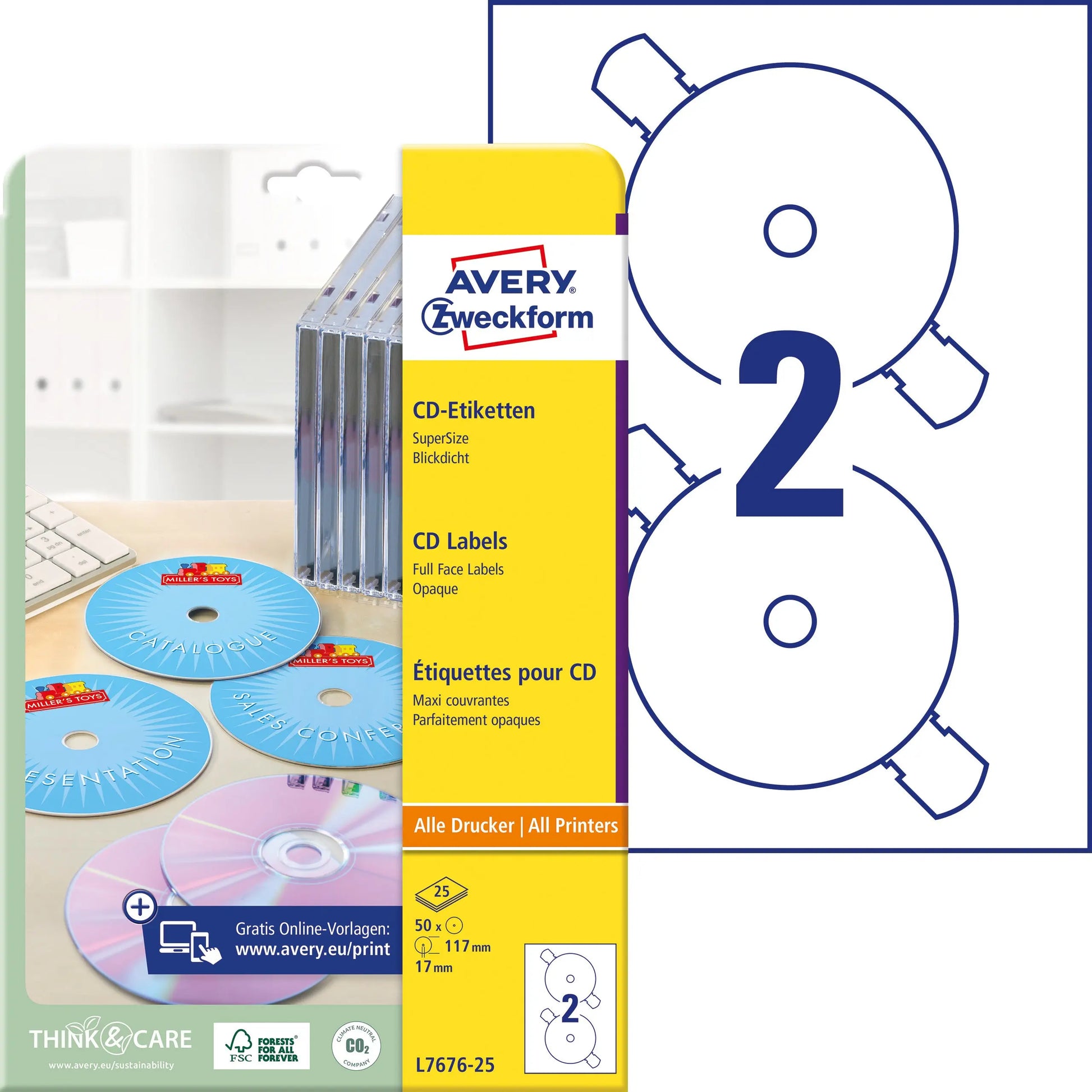 AVERY ZW. CD-Etiketten SuperSize   117mm Idealshop