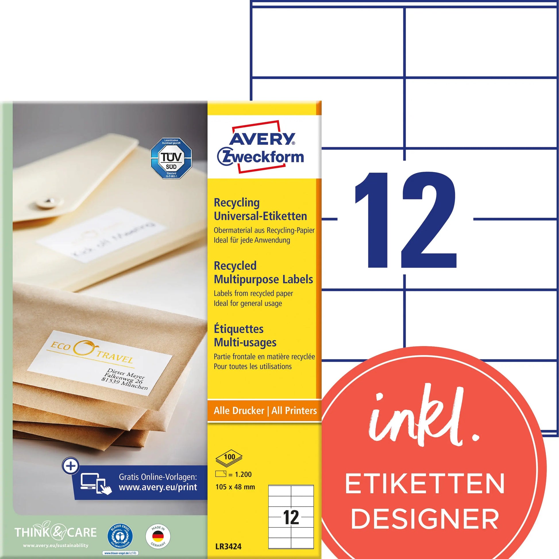 AVERY ZW. Etiketten             105x48mm Idealshop