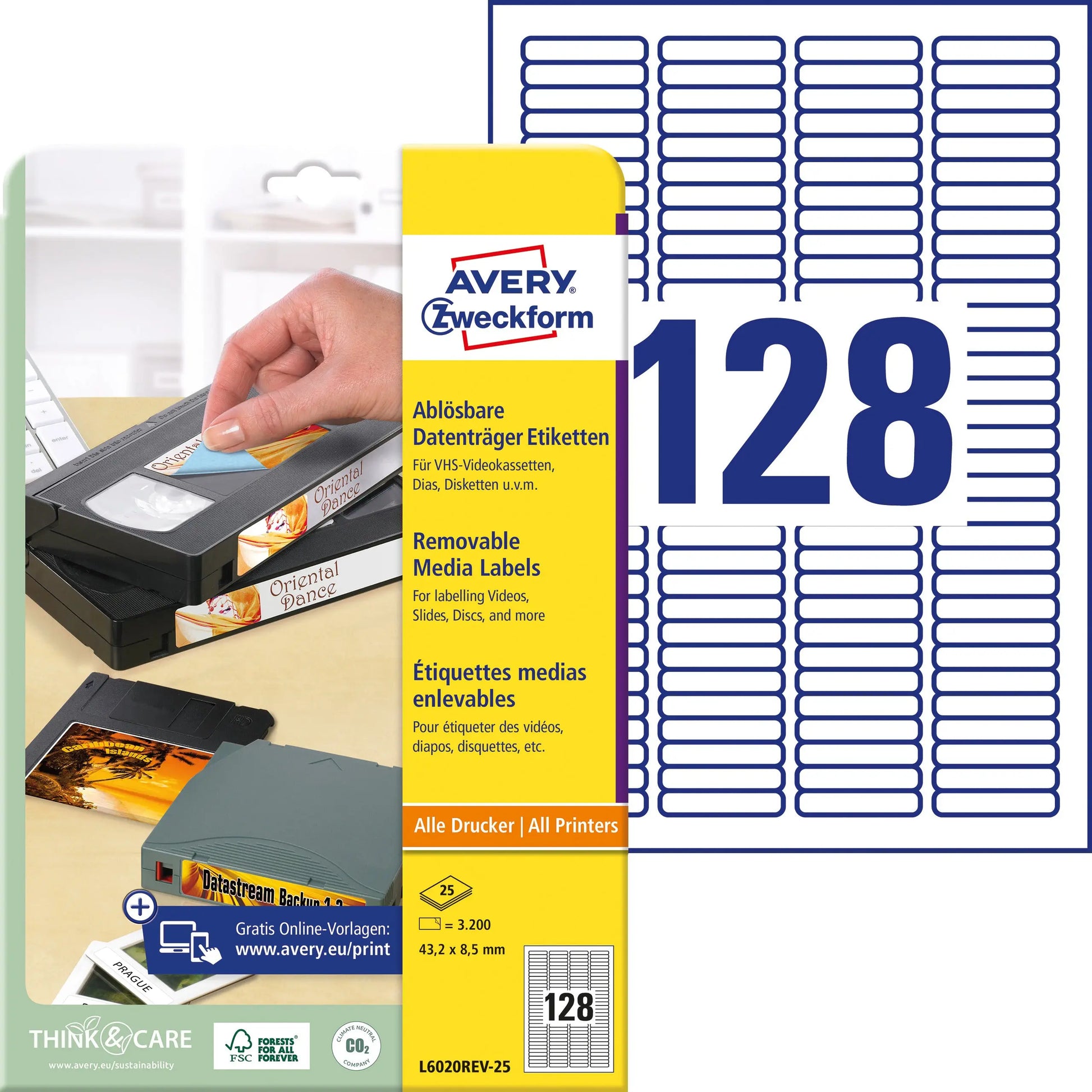 AVERY ZW. Etiketten           43,2x8,5mm Idealshop