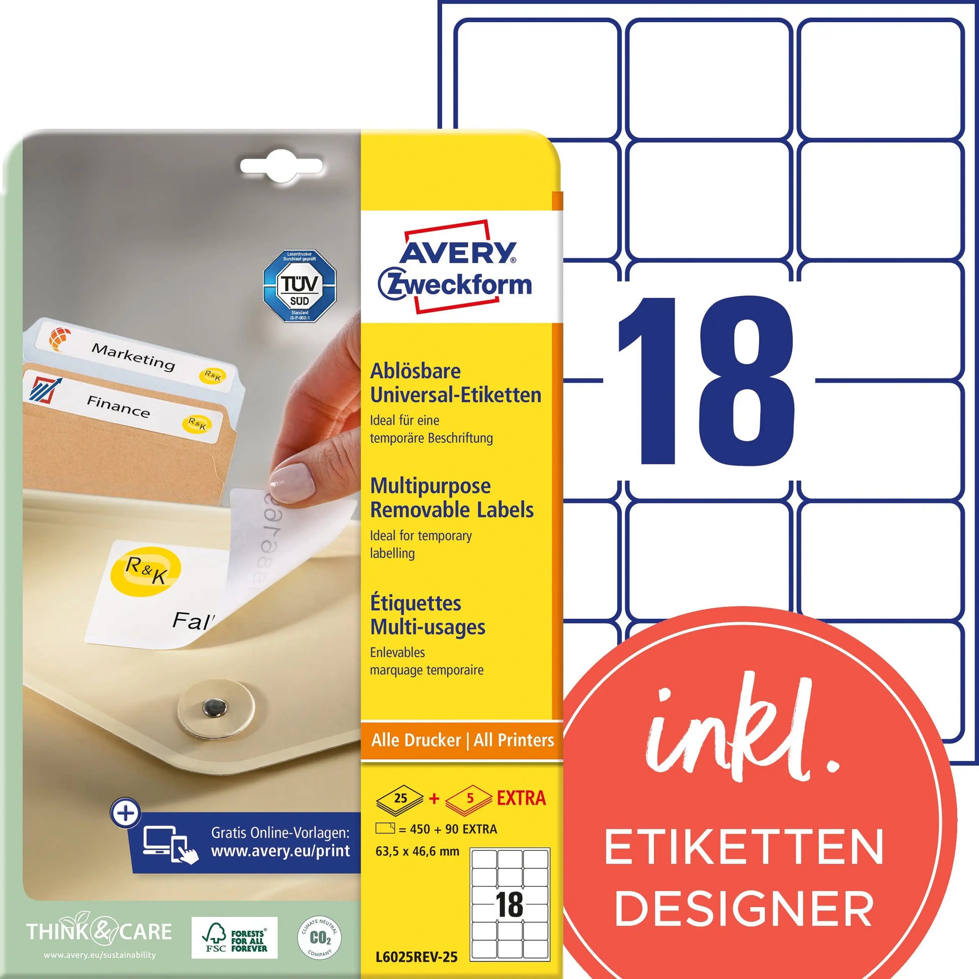 AVERY ZW. Etiketten          63,5×46,6mm Idealshop