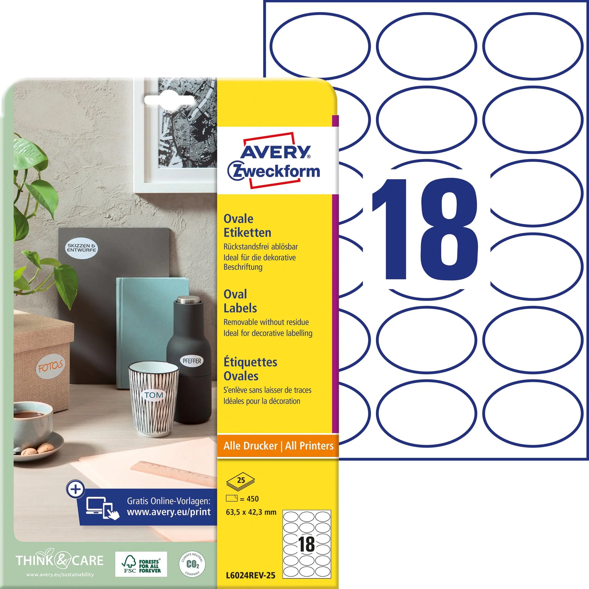 AVERY ZW. Etiketten          63,5x42,3mm Idealshop