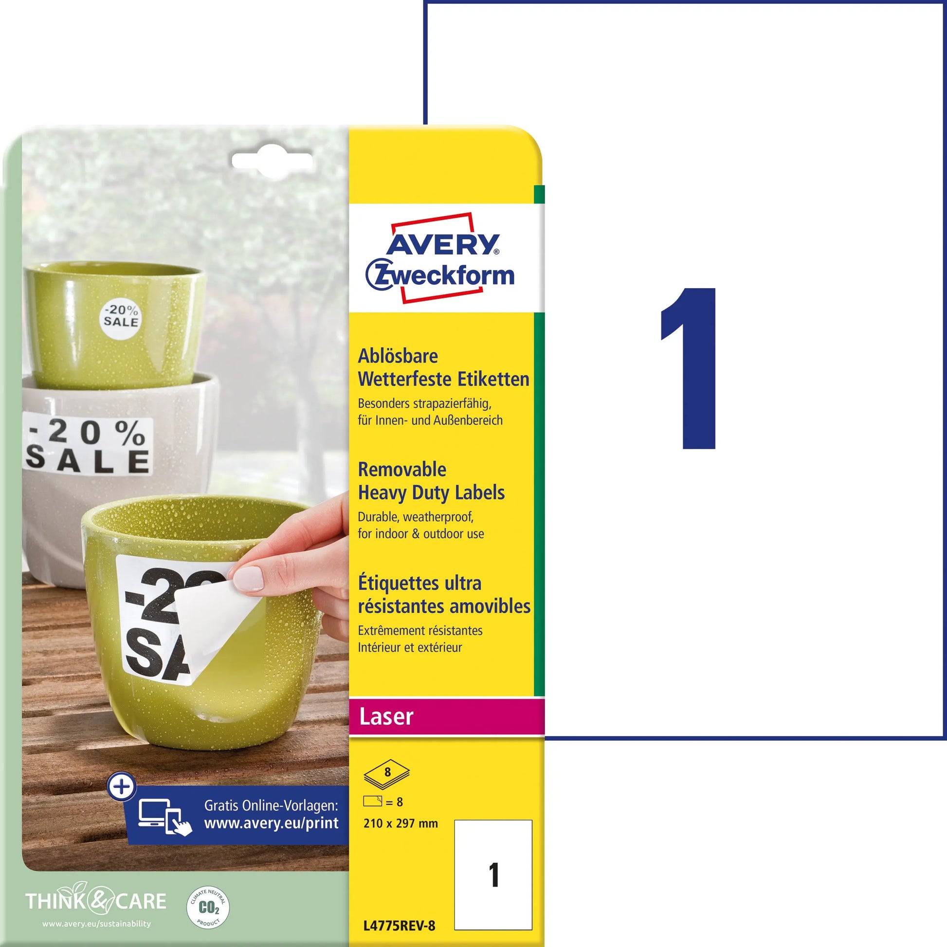 AVERY ZW. Etiketten Laser        210x297 Idealshop