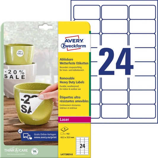 AVERY ZW. Etiketten Laser    63,5x33,9mm Idealshop