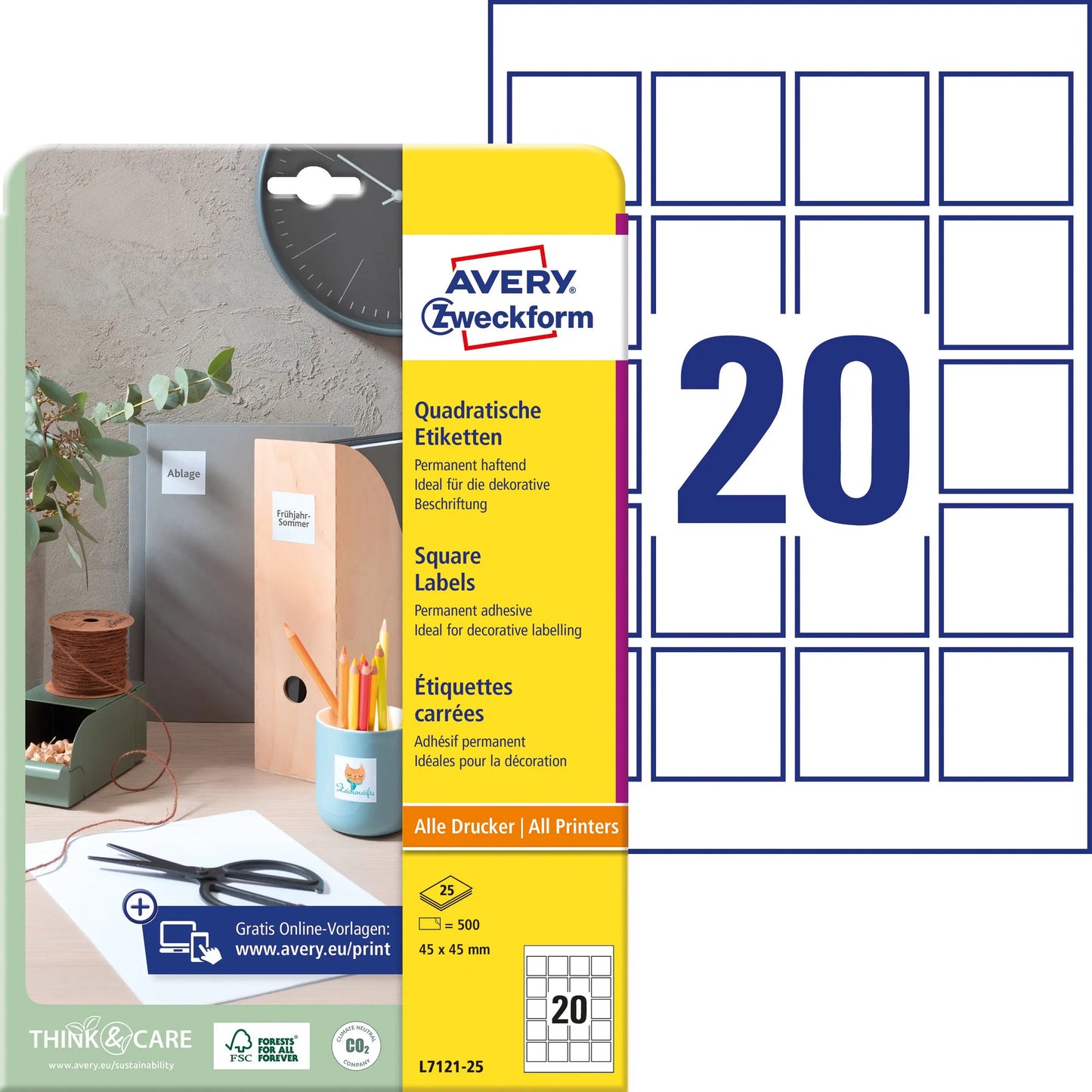 AVERY ZW. Etiketten QR Code      45x45mm Idealshop
