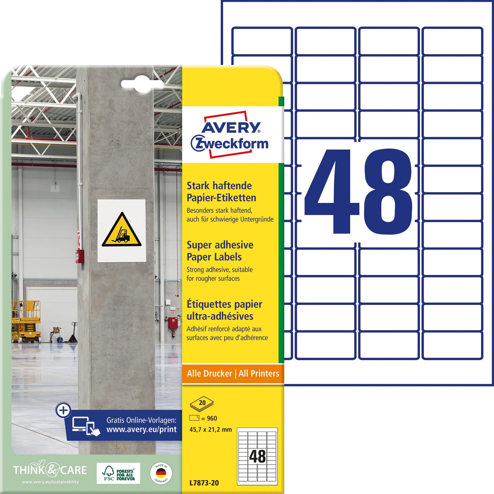 AVERY ZW. Etiketten Univ.    45.7x21.2mm Idealshop