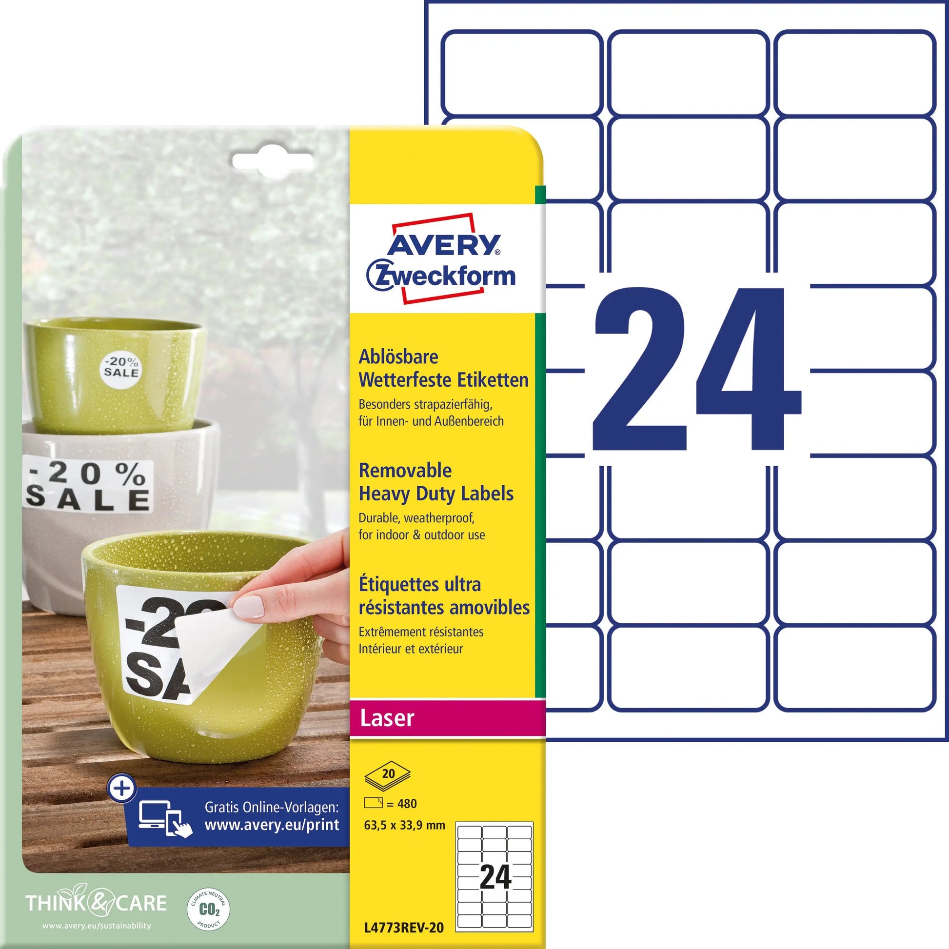 AVERY ZW. Folienetiketten    63,5x33,9mm Idealshop