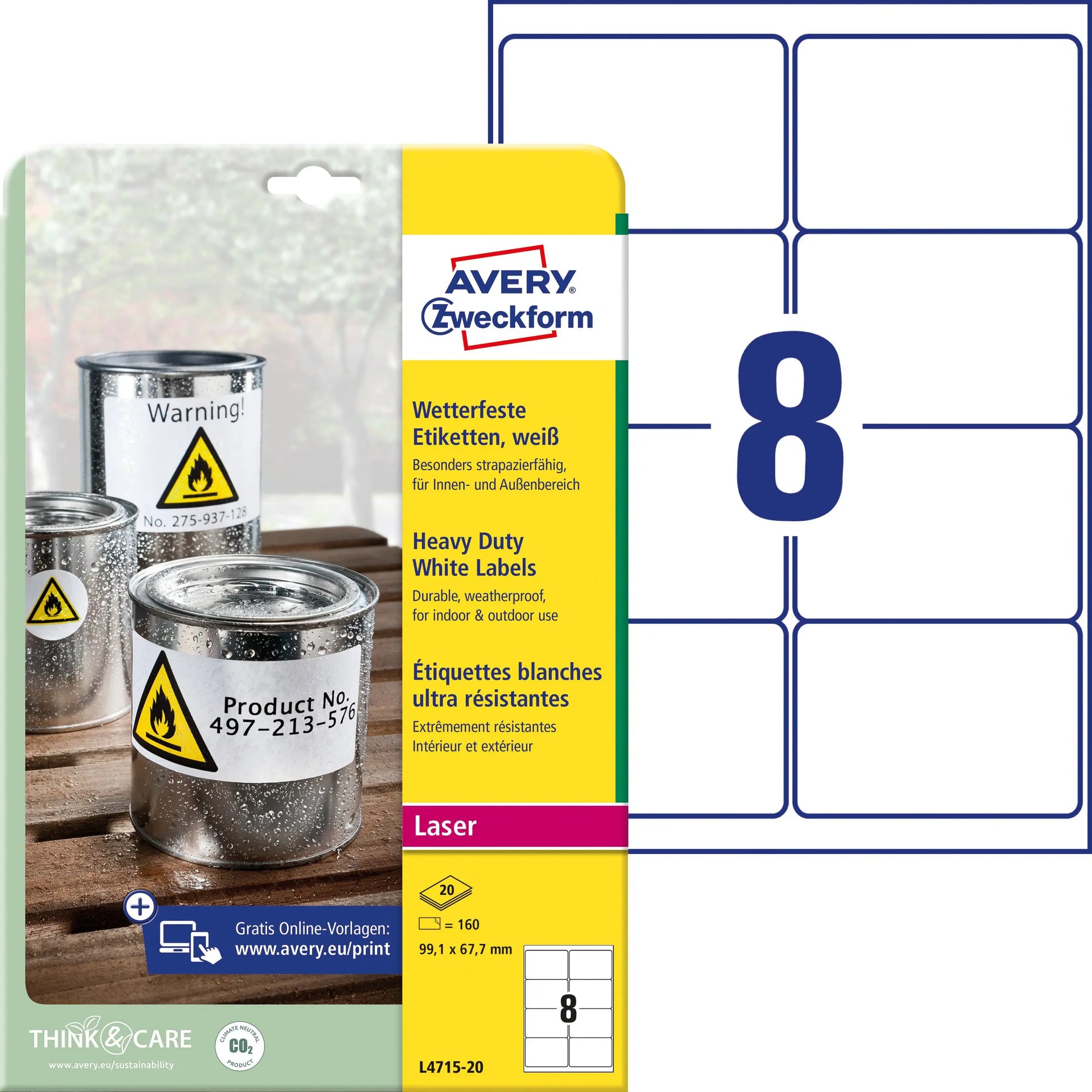 AVERY ZW. Folienetiketten    99,1x67,7mm Idealshop