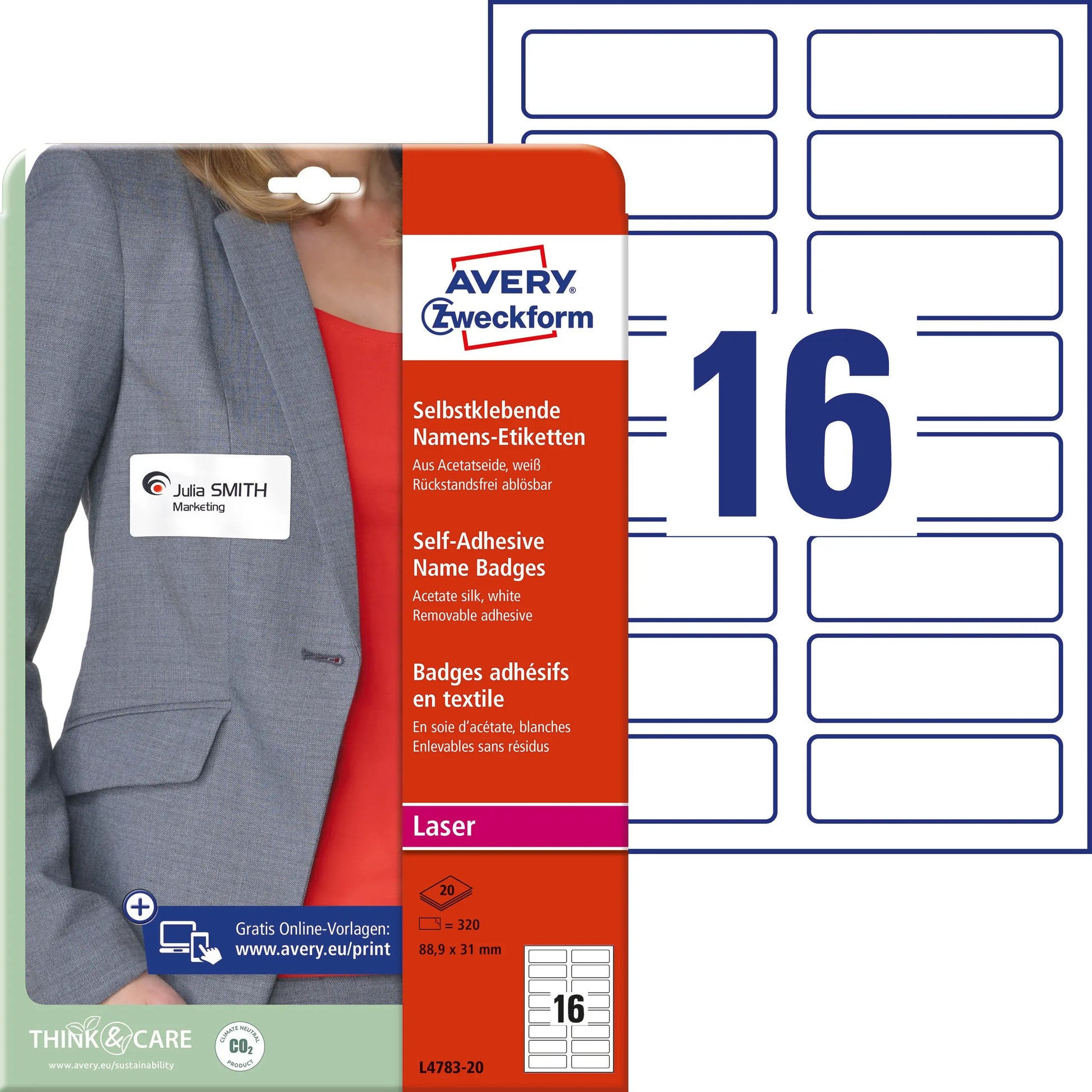 AVERY ZW. Namens-Etiketten     88,9x31mm Idealshop
