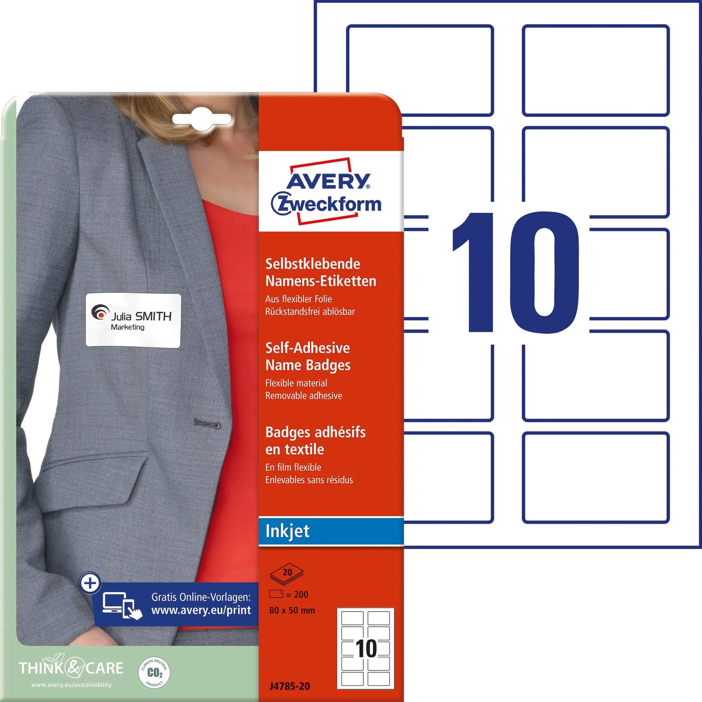 AVERY ZW. Namensetiketten IJ     80x50mm Idealshop