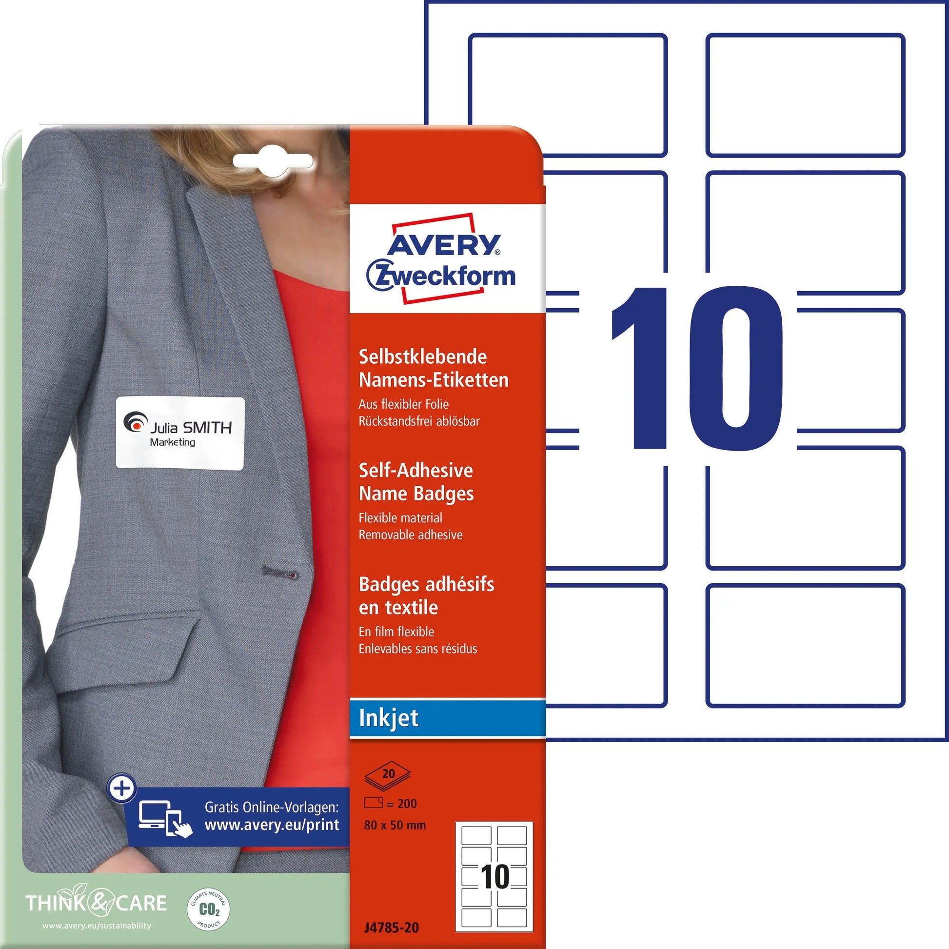 AVERY ZW. Namensetiketten IJ     80x50mm Idealshop