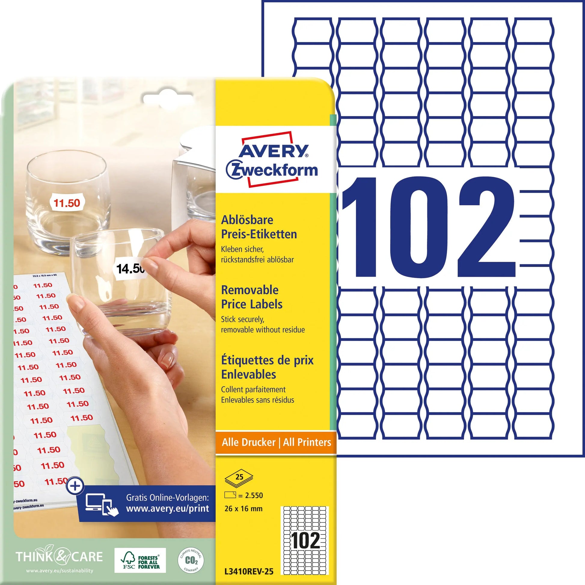 AVERY ZW. Preisetiketten         26×16mm Idealshop