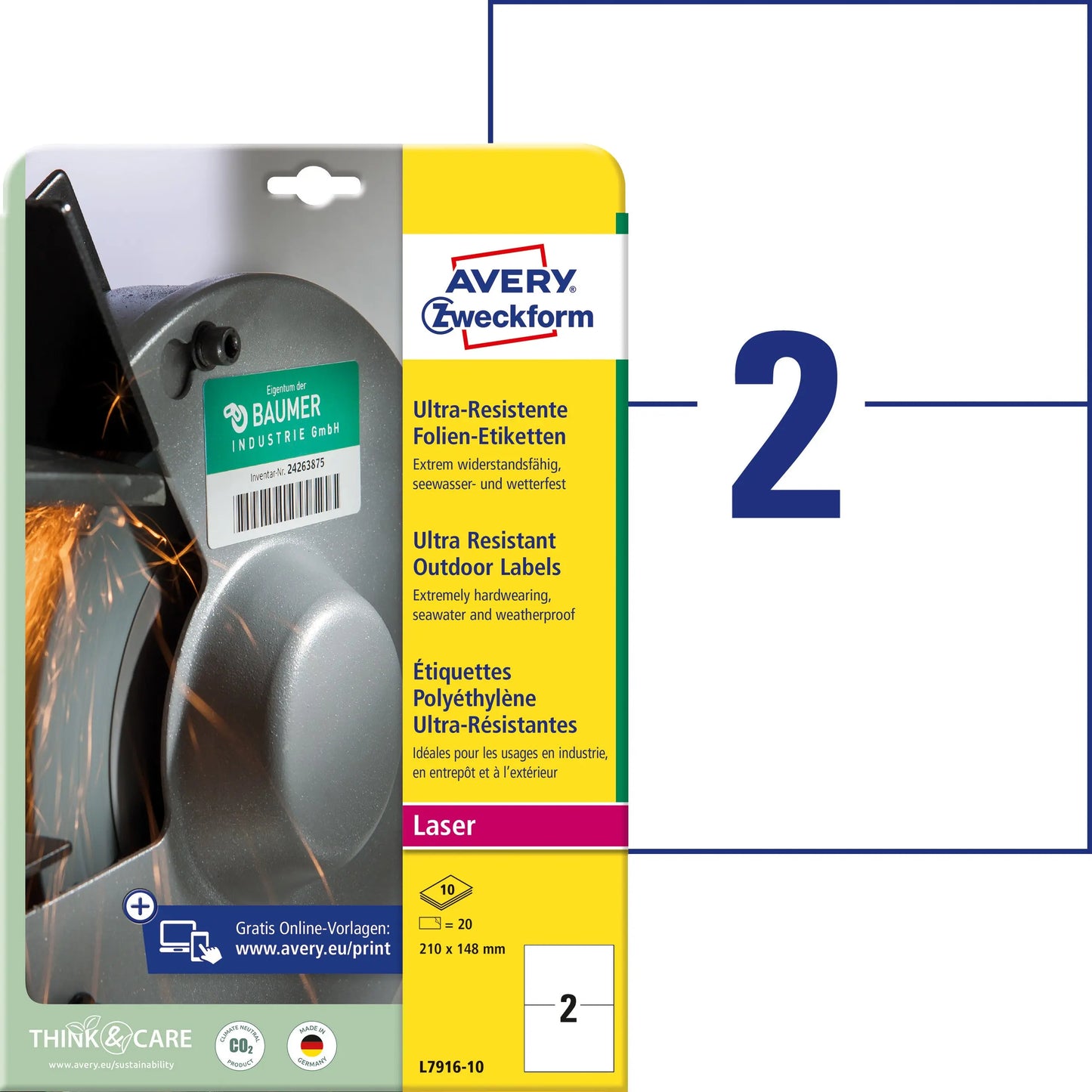 AVERY ZWECKFORM Etiketten 210x148mm L7916-10 weiss ultra-resistant Idealshop