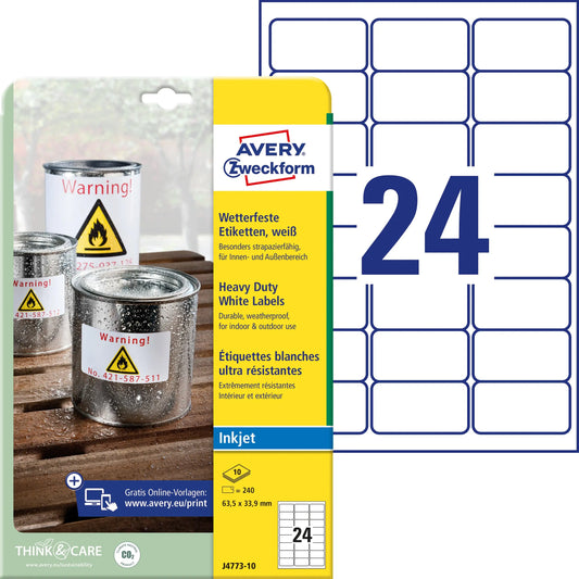 AVERY ZWECKFORM Etiketten 63,5×33,9mm J4773-10 240 Stück Idealshop