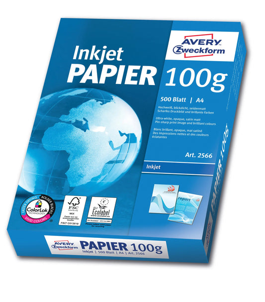 AVERY ZWECKFORM InkJet-Papier A4 2566 100g, weiss 500 Blatt Idealshop