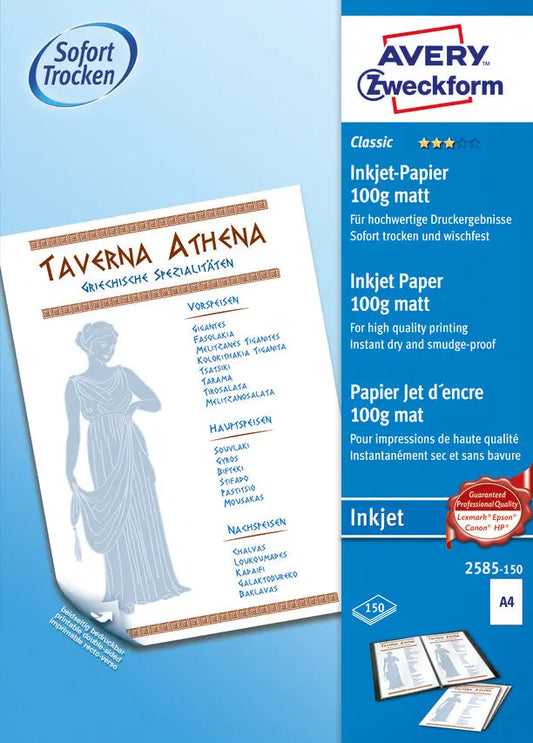 AVERY ZWECKFORM InkJet-Papier A4 2585-150 100g, weiss 150 Blatt Idealshop