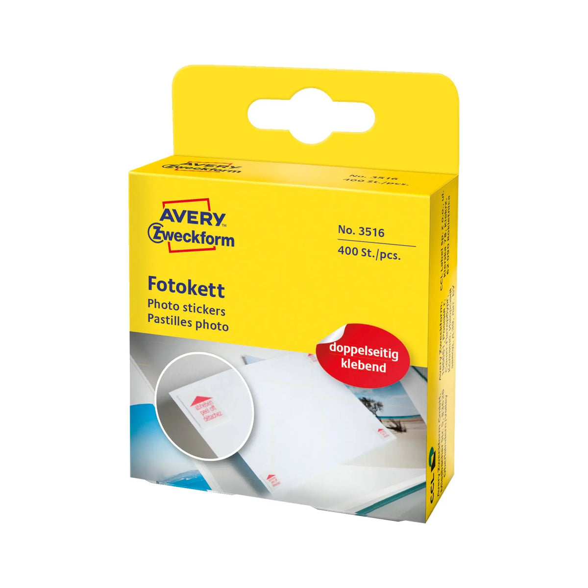 AVERY ZWECKFORM Klebepunkte photo 12x12mm 3516 im Spender, perm. 400 Stück Idealshop