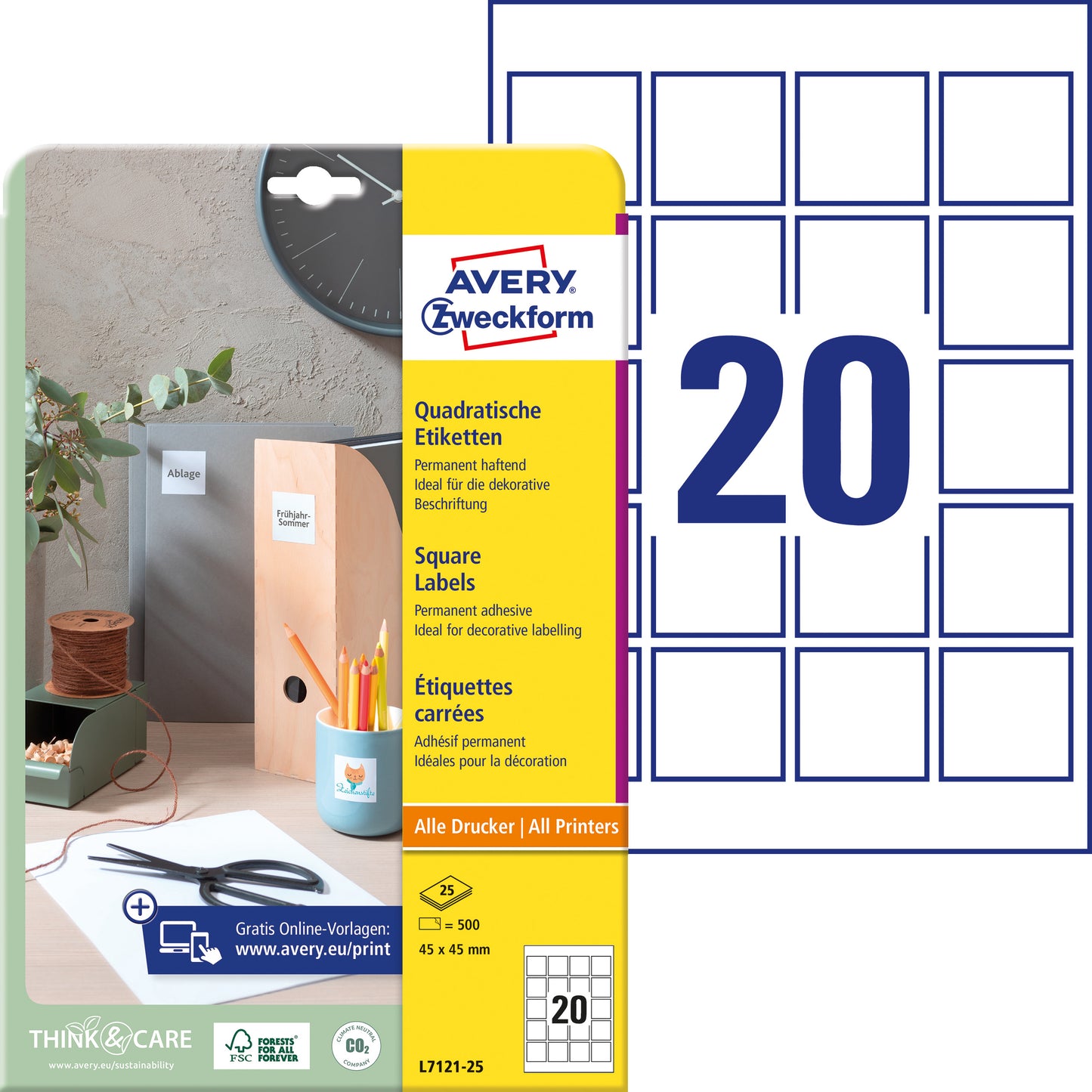 AVERY ZW. Etiketten QR Code      45x45mm