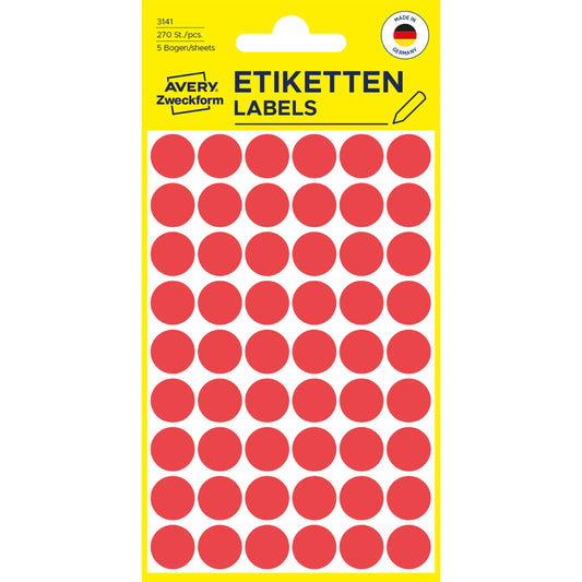 AVERY ZWECKFORM Markierungspunkte 12mm 3141 rot 270 Stück Idealshop