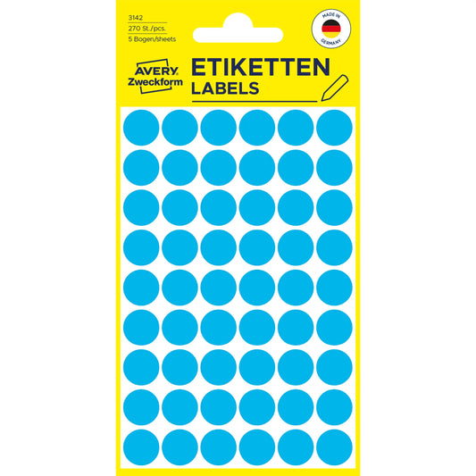 AVERY ZWECKFORM Markierungspunkte 12mm 3142 blau 270 Stück Idealshop