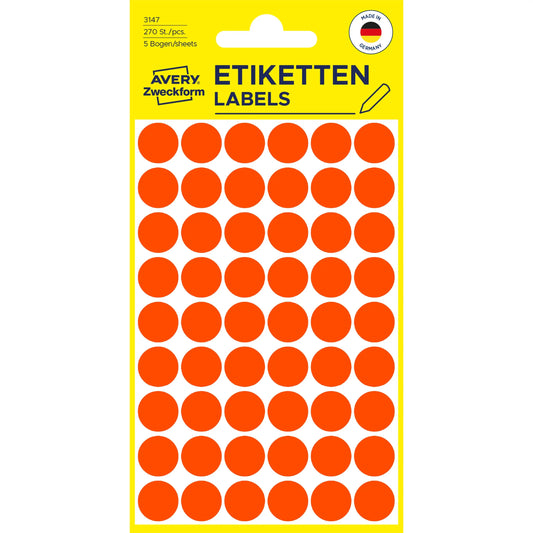 AVERY ZWECKFORM Markierungspunkte 12mm 3147 rot 270 Stück Idealshop