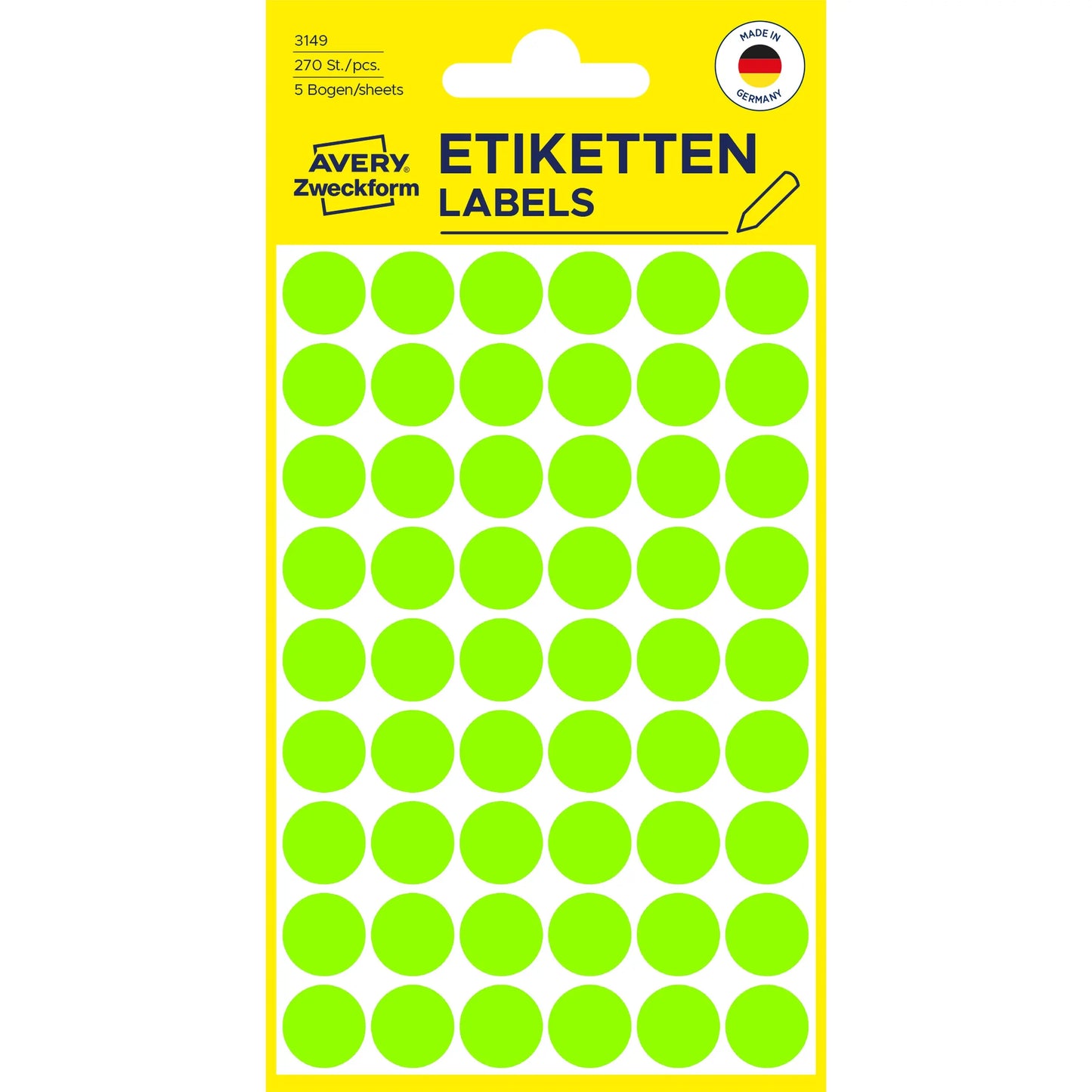AVERY ZWECKFORM Markierungspunkte 12mm 3149 grün 270 Stück Idealshop