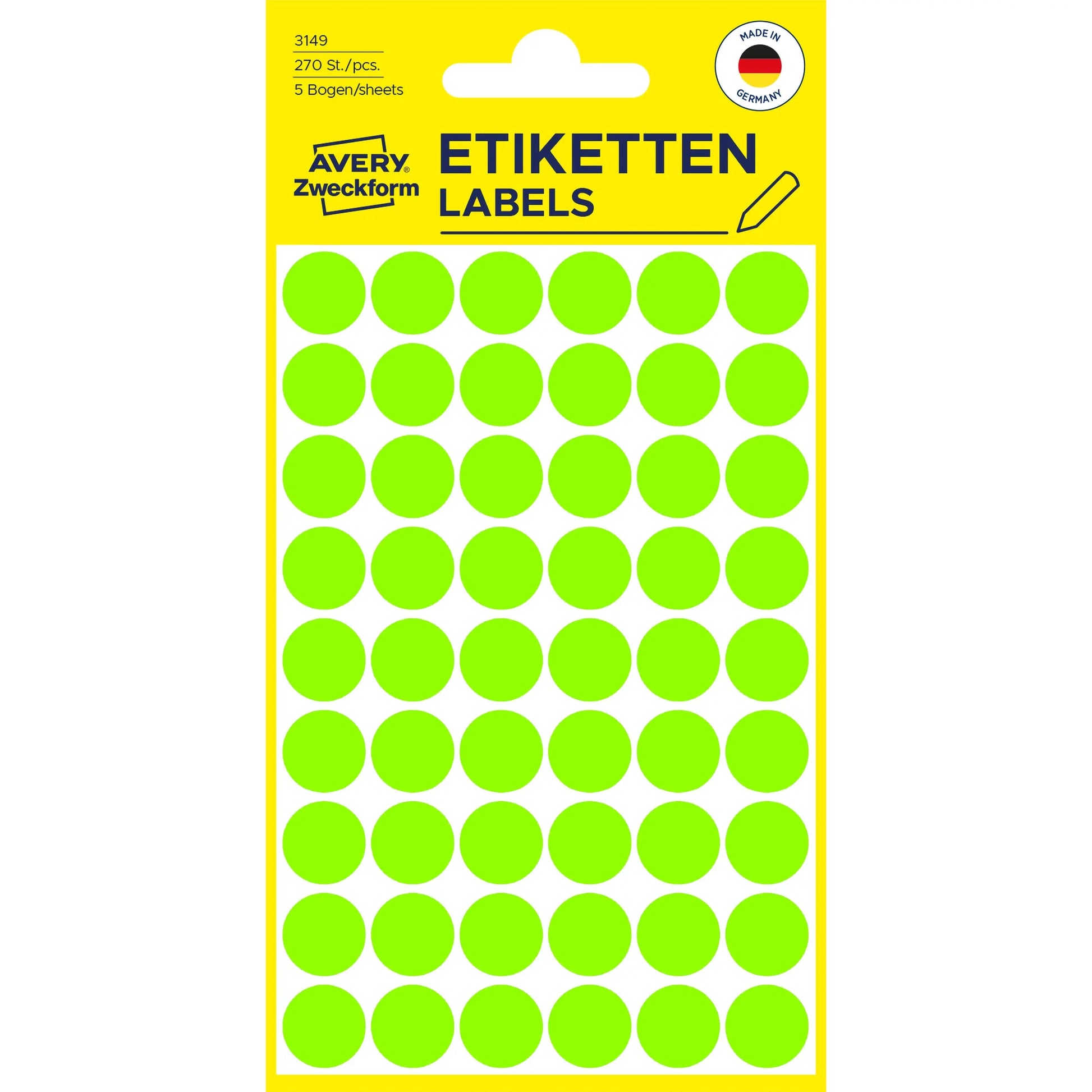 AVERY ZWECKFORM Markierungspunkte 12mm 3149 grün 270 Stück Idealshop