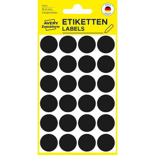 AVERY ZWECKFORM Markierungspunkte 18mm 3003 schwarz 96 Stück Idealshop