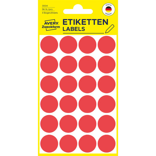 AVERY ZWECKFORM Markierungspunkte 18mm 3004 rot 96 Stück Idealshop