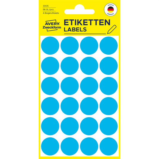 AVERY ZWECKFORM Markierungspunkte 18mm 3005 blau 96 Stück Idealshop