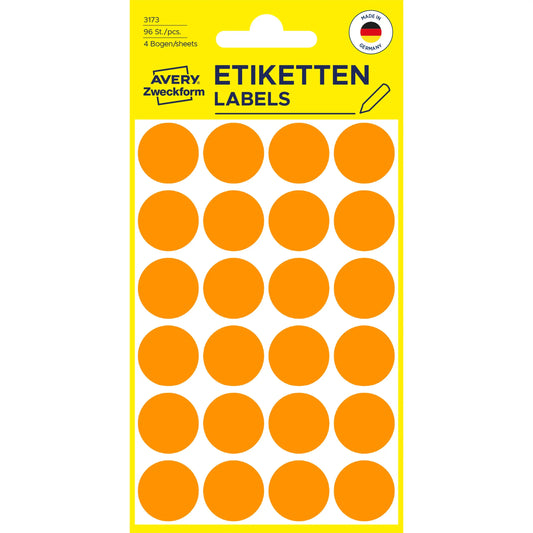 AVERY ZWECKFORM Markierungspunkte 18mm 3173 orange 96 Stück Idealshop