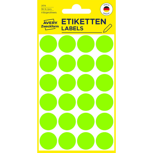 AVERY ZWECKFORM Markierungspunkte 18mm 3174 grün 96 Stück Idealshop