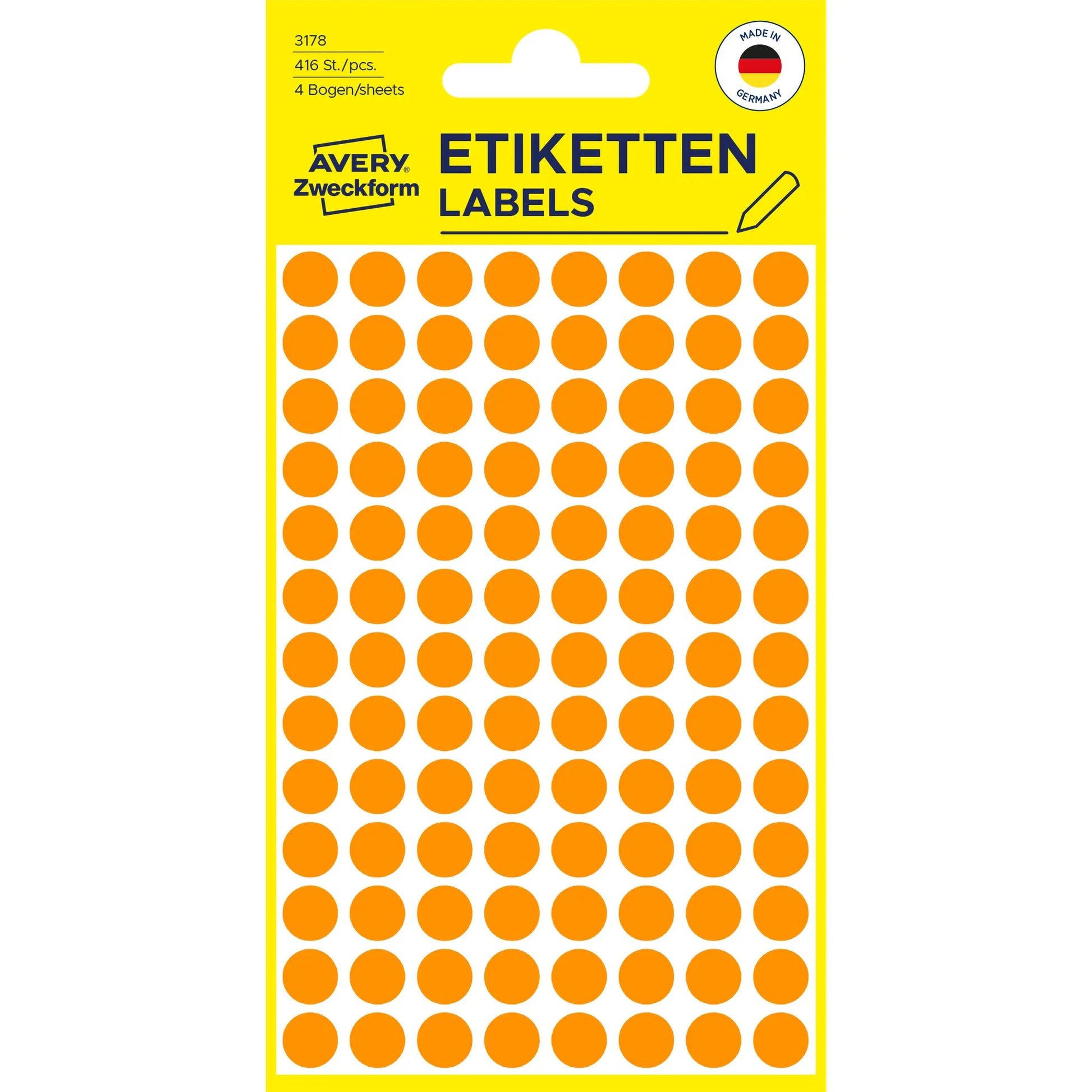 AVERY ZWECKFORM Markierungspunkte 8mm 3178 orange 416 Stück Idealshop
