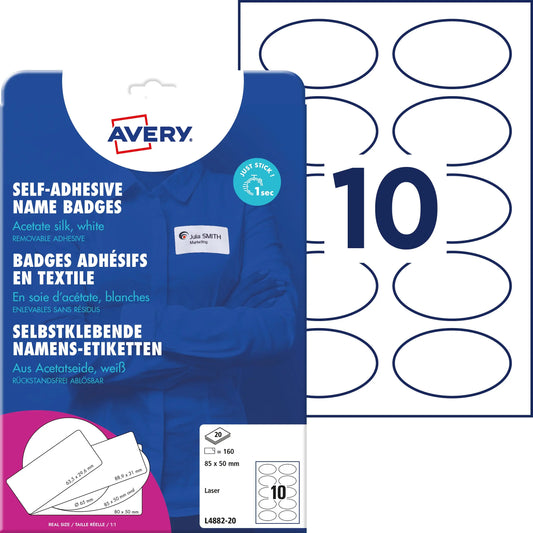 AVERY ZWECKFORM Namensetiketten 85x50mm L4882-20 weiss 20 Blatt/200 Stk. Idealshop