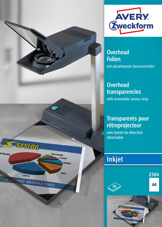 AVERY ZWECKFORM Overhead-Folie A4 2504 0,11mm Inkjet 50 Blatt Idealshop
